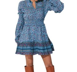 Style 1-2469104178-3900 Cleobella Blue Size 0 Mini Cocktail Dress on Queenly