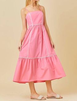 Style 1-2478377004-2791 Main Strip Pink Size 12 Pockets Square Neck Polyester Ruffles Plus Size Cocktail Dress on Queenly