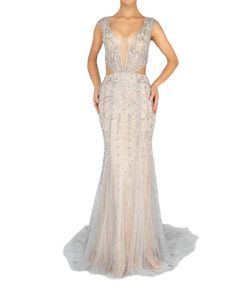 Style 1-2567914080-2168 Terani Couture Silver Size 8 Tall Height Cap Sleeve Jewelled Straight Dress on Queenly