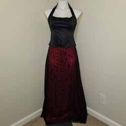 Style Vintage Zum Zum by Niki Livas Multicolor Size 6 High Neck Floor Length Jersey A-line Dress on Queenly
