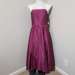Style Vintage Be Smart Purple Size 10 Belt Silk Floor Length A-line Dress on Queenly