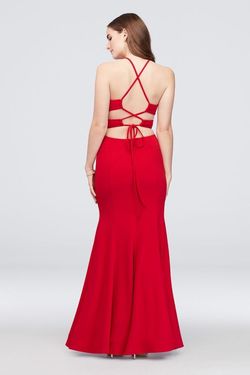 Morgan & Co. Red Size 12 Morgan And Co. Backless Floor Length Mermaid Dress on Queenly