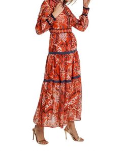 Style 1-2695296278-3011 CK BRADLEY Red Size 8 Floor Length Print Tall Height Straight Dress on Queenly