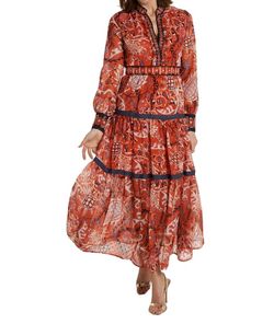 Style 1-2695296278-3011 CK BRADLEY Red Size 8 Floor Length Print Tall Height Straight Dress on Queenly