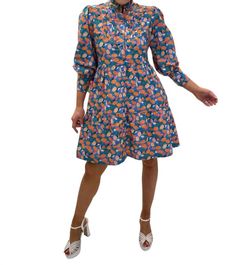 Style 1-3024718845-3011 EMILY LOVELOCK Blue Size 8 Floral Mini Cocktail Dress on Queenly