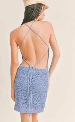 Style 1-3050042459-2791 SAGE THE LABEL Blue Size 12 Sorority Rush Mini Backless Cocktail Dress on Queenly