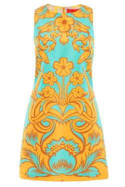 Style 1-3620915765-2901 La DOUBLEJ Orange Size 8 Turquoise Pattern Tall Height Floral Cocktail Dress on Queenly