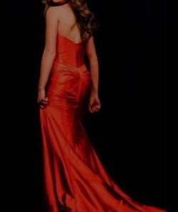Sherri Hill Red Size 8 Floor Length Jersey Tall Height Corset Mermaid Dress on Queenly