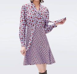 Style 1-3803855948-2168 Diane von Furstenberg Purple Size 8 Mini Sleeves Free Shipping Cocktail Dress on Queenly
