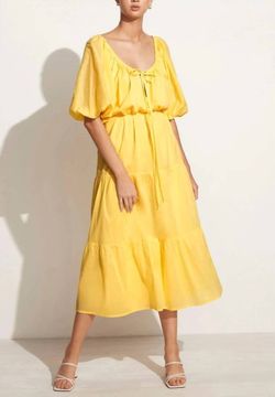 Style 1-402106737-2901 FAITHFULL THE BRAND Yellow Size 8 Floor Length Tall Height Straight Dress on Queenly