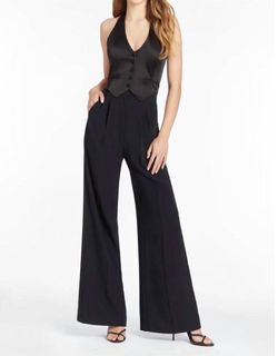 Style 1-4187216137-3855 Amanda Uprichard Black Size 0 Tall Height Jewelled Jumpsuit Dress on Queenly