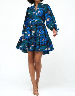 Style 1-4240507580-3471 Oliphant Blue Size 4 Long Sleeve Mini Cocktail Dress on Queenly