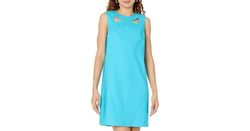 Style 1-4294842955-1901 Trina Turk Blue Size 6 Free Shipping Tall Height Turquoise Cocktail Dress on Queenly