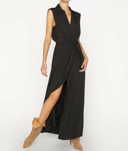 Style 1-477521851-2901 Brochu Walker Black Size 8 V Neck Side slit Dress on Queenly