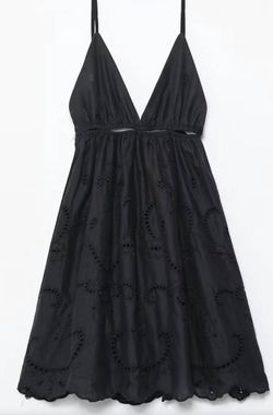 Style 1-536613774-2791 SUNDAYUP Black Size 12 V Neck Pattern Plus Size Cocktail Dress on Queenly