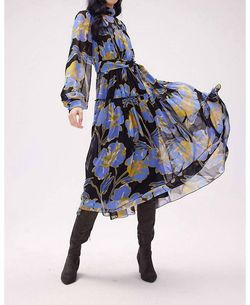 Style 1-788479269-1901 Diane von Furstenberg Blue Size 6 Tulle Sheer Polyester High Neck Cocktail Dress on Queenly