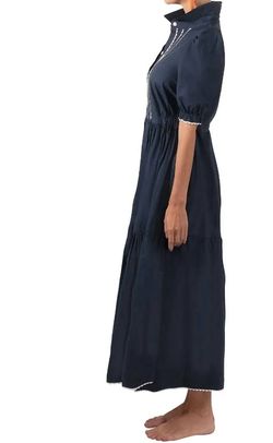 Style 1-811224768-3471 GRETCHEN SCOTT Blue Size 4 Side Slit Black Tie Straight Dress on Queenly