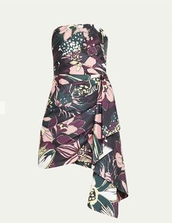 Style 1-897364105-2168 TANYA TAYLOR Black Size 8 Free Shipping Strapless Sorority Rush Floral Cocktail Dress on Queenly