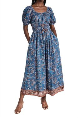 Style 1-961621618-3471 Cleobella Blue Size 4 Tall Height Pockets Cocktail Dress on Queenly