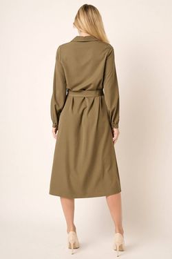 Style 1-1051011029-2696 mittoshop Green Size 12 Sleeves V Neck Olive Long Sleeve Cocktail Dress on Queenly