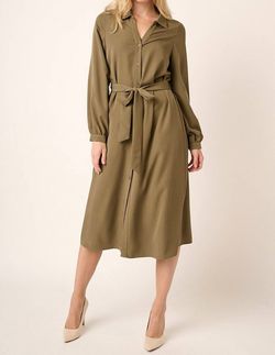 Style 1-1051011029-2696 mittoshop Green Size 12 Tall Height Polyester Olive Belt Pockets Cocktail Dress on Queenly