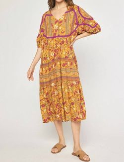 Style 1-1110289765-2793 entro Gold Size 12 Free Shipping Print V Neck Tall Height Cocktail Dress on Queenly