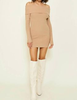 Style 1-1200894495-2696 line and dot Nude Size 12 Summer Long Sleeve Tall Height Cocktail Dress on Queenly