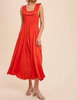 Style 1-1241270584-2791 IN-LOOM Red Size 12 Side Slit Pockets Jersey Ruffles Cocktail Dress on Queenly