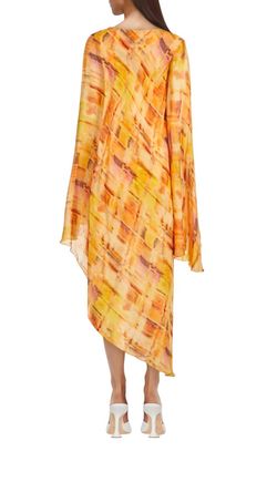 Style 1-1241330362-3471 cult gaia Yellow Size 4 Sleeves Print Free Shipping Straight Dress on Queenly