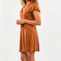 Style 1-1247406108-3471 Rip Curl Brown Size 4 Tall Height V Neck Cocktail Dress on Queenly