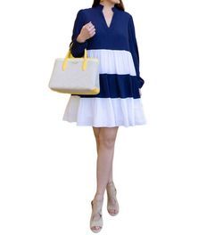 Style 1-134463055-2696 SAIL to SABLE Blue Size 12 Navy Sorority Sleeves Cocktail Dress on Queenly