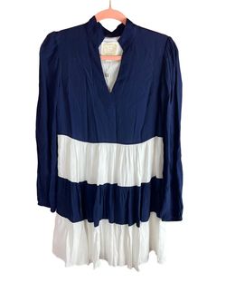 Style 1-134463055-3236 SAIL to SABLE Blue Size 4 Sleeves High Neck Navy Cocktail Dress on Queenly