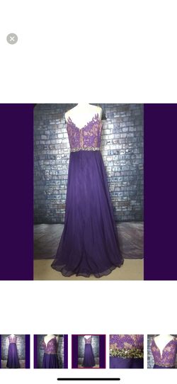 Mac Duggal Purple Size 16 Plus Size Side slit Dress on Queenly