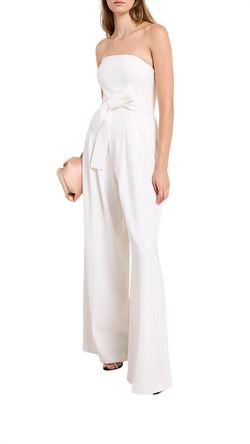 Style 1-1545364848-3321 A.L.C. White Size 0 Tall Height Polyester Floor Length Strapless Jumpsuit Dress on Queenly