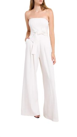 Style 1-1545364848-3425 A.L.C. White Size 6 Bridal Shower Polyester Jewelled Engagement Strapless Jumpsuit Dress on Queenly