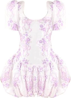 Style 1-1613903861-1901 LoveShackFancy Purple Size 6 Floral Mini Cocktail Dress on Queenly