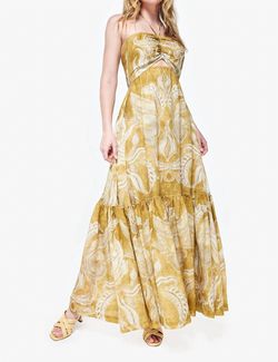 Style 1-179006966-2168 BEATRIZ CAMACHO Yellow Size 8 Backless Black Tie Straight Dress on Queenly