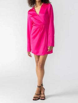 Style 1-1805379473-1498 Sanctuary Pink Size 4 V Neck Satin Long Sleeve Mini Cocktail Dress on Queenly