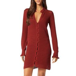 Style 1-1846668093-2901 Joie Red Size 8 Long Sleeve Mini Cocktail Dress on Queenly