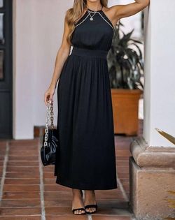 Style 1-1860773895-2791 LOVESTITCH Black Size 12 High Neck Floor Length Straight Dress on Queenly