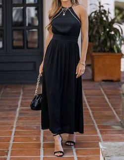 Style 1-1860773895-2791 LOVESTITCH Black Size 12 High Neck Floor Length Straight Dress on Queenly