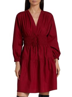 Style 1-1914809709-649 Derek Lam 10 Crosby Red Size 2 Tall Height Long Sleeve Cocktail Dress on Queenly