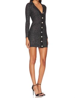 Style 1-2018171845-3236 line and dot Black Size 4 Sleeves Shiny Long Sleeve Mini Cocktail Dress on Queenly
