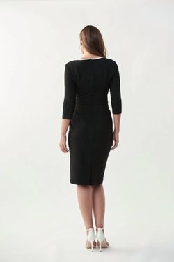 Style 1-2034907522-238 Joseph Ribkoff Black Size 12 Sleeves Polyester Free Shipping Tall Height Cocktail Dress on Queenly