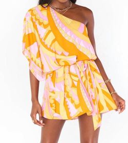 Style 1-2104055236-3011 Show Me Your Mumu Yellow Size 8 One Shoulder Free Shipping Polyester Cocktail Dress on Queenly