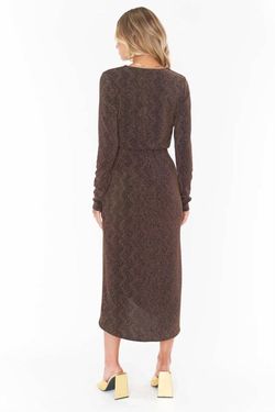 Style 1-211778612-2791 Show Me Your Mumu Brown Size 12 Spandex Long Sleeve V Neck Jersey Cocktail Dress on Queenly
