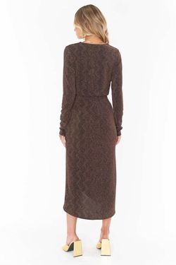 Style 1-211778612-3471 Show Me Your Mumu Brown Size 4 Shiny Jersey V Neck Tall Height Cocktail Dress on Queenly