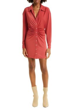 Style 1-2203899449-3236 cinq a sept Red Size 4 Long Sleeve Mini Cocktail Dress on Queenly