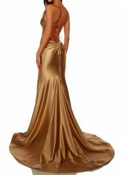 Style 1-2410190488-2168 ALYCE PARIS Gold Size 8 Polyester Tall Height Floor Length Mermaid Dress on Queenly
