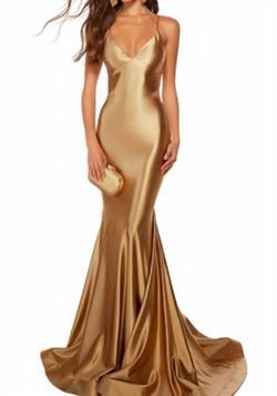 Style 1-2410190488-2168 ALYCE PARIS Gold Size 8 Satin Mermaid Dress on Queenly